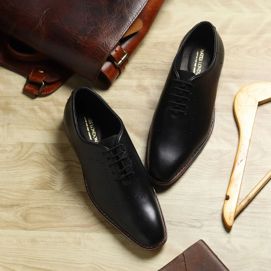 Shelby Wholecut Oxford Shoes – Black Plain Genuine Leather Men’s Shoes - Image 15