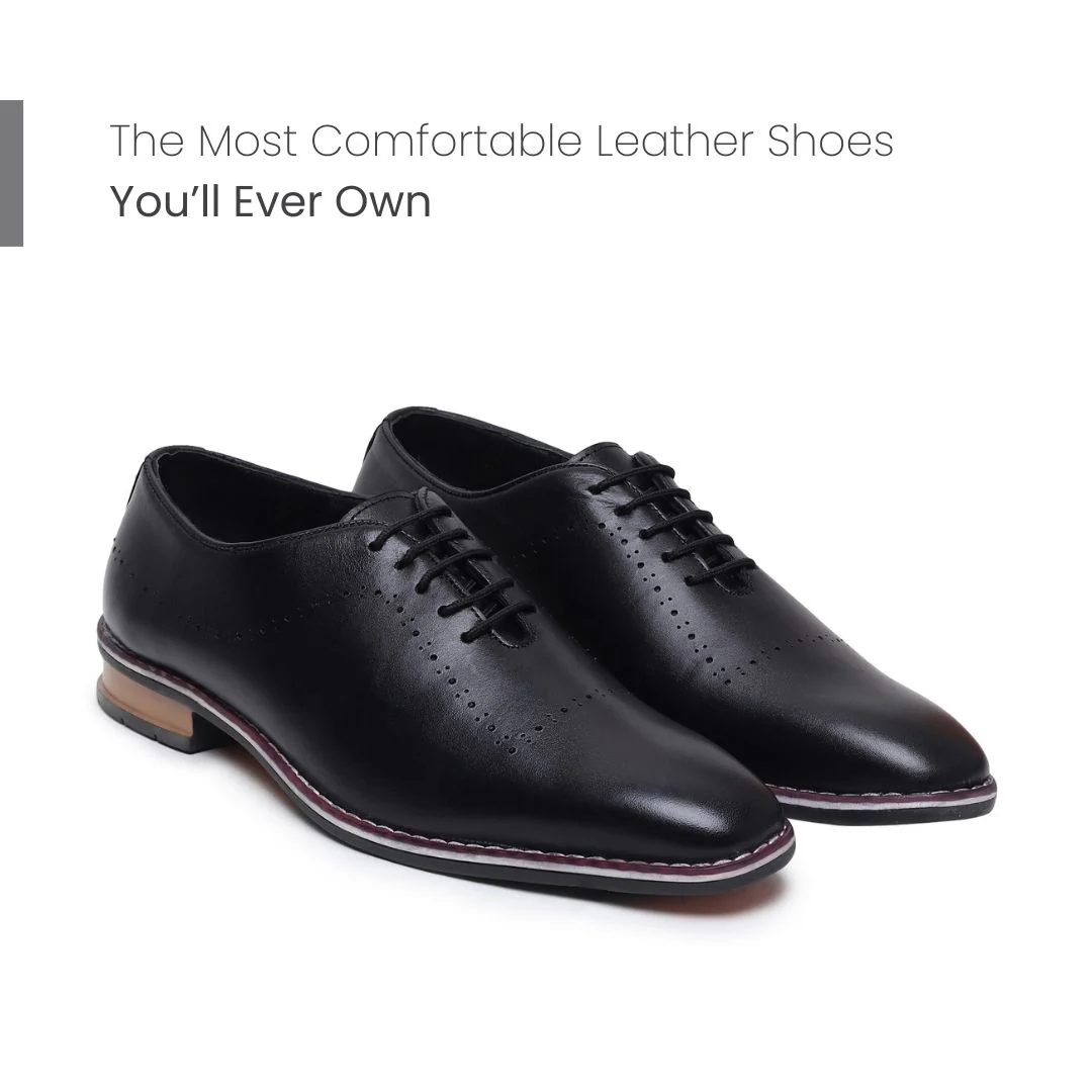 Shelby Wholecut Oxford Shoes – Black Plain Genuine Leather Men’s Shoes - Image 5