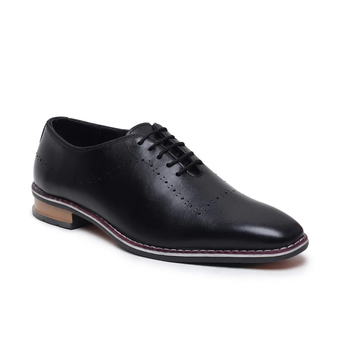 Shelby Wholecut Oxford Shoes – Black Plain Genuine Leather Men’s Shoes - Image 7