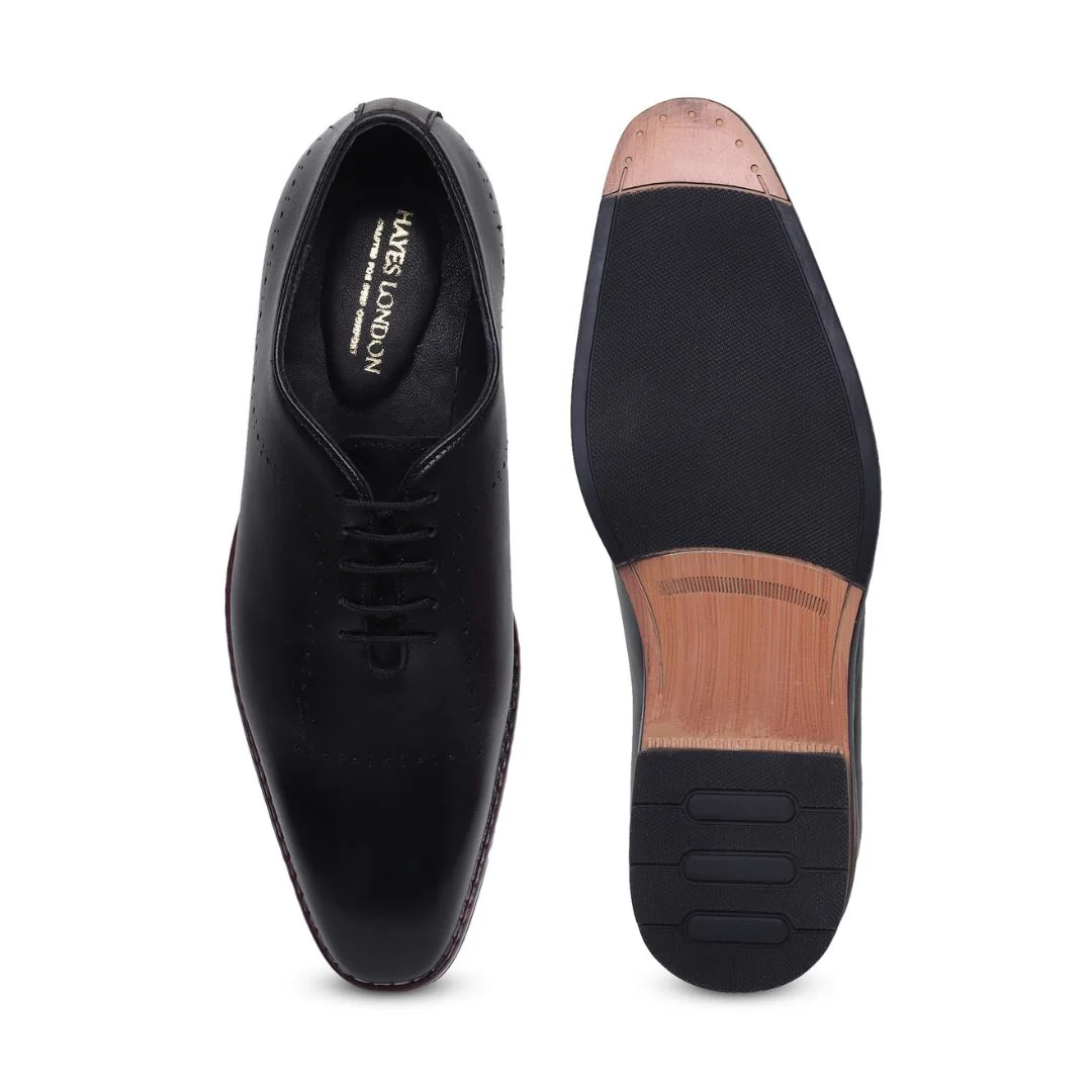 Shelby Wholecut Oxford Shoes – Black Plain Genuine Leather Men’s Shoes - Image 8