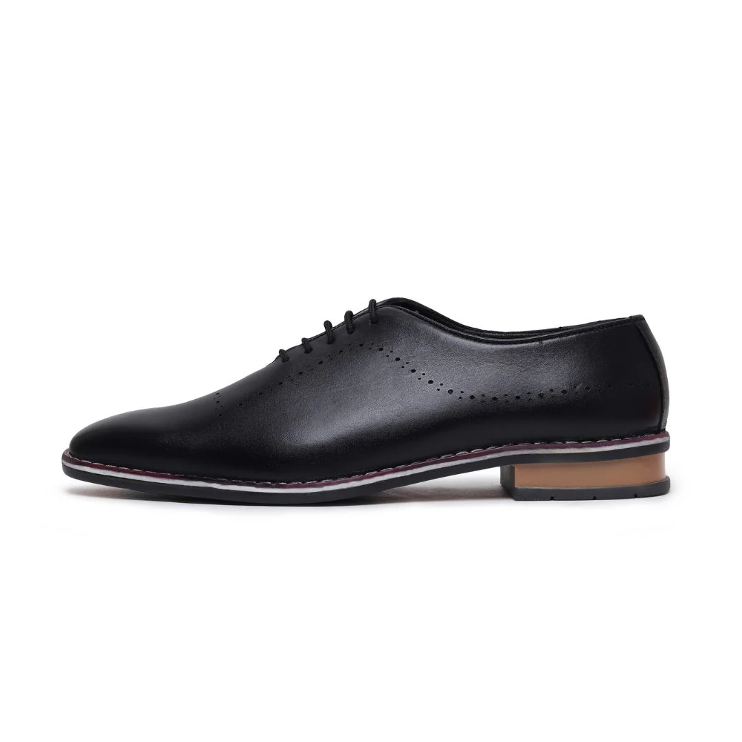 Shelby Wholecut Oxford Shoes – Black Plain Genuine Leather Men’s Shoes - Image 9