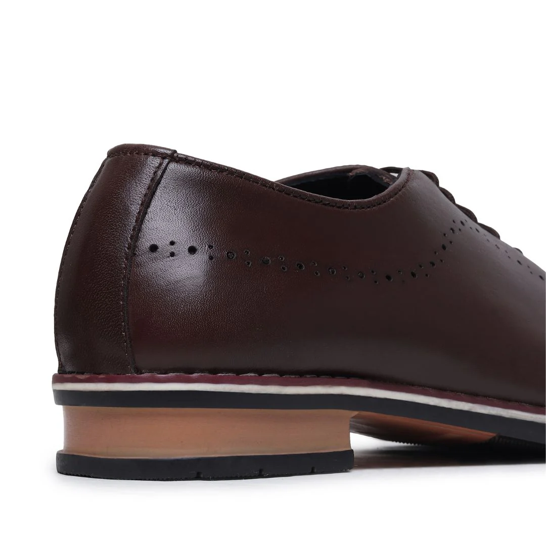 Shelby Wholecut Oxford Shoes – Brown Plain Genuine Leather Men’s Shoes - Image 11