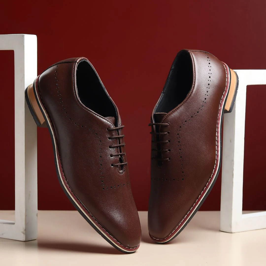 Shelby Wholecut Oxford Shoes – Brown Plain Genuine Leather Men’s Shoes - Image 12