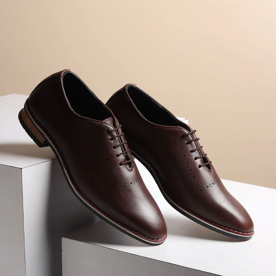 Shelby Wholecut Oxford Shoes – Brown Plain Genuine Leather Men’s Shoes - Image 13