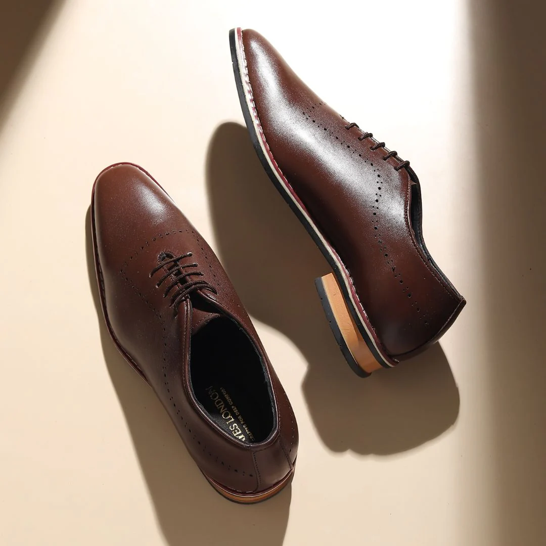 Shelby Wholecut Oxford Shoes – Brown Plain Genuine Leather Men’s Shoes - Image 14