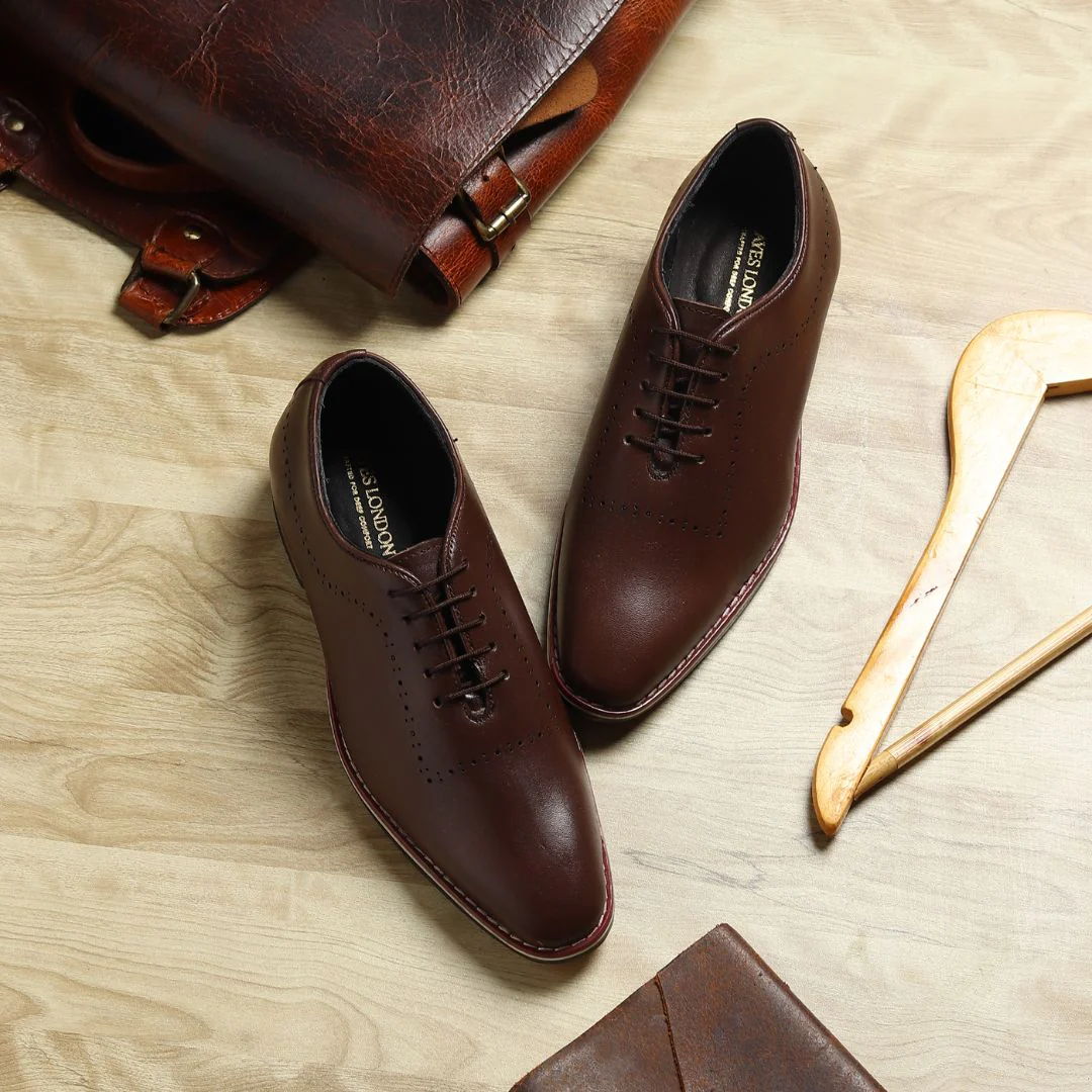 Shelby Wholecut Oxford Shoes – Brown Plain Genuine Leather Men’s Shoes - Image 15