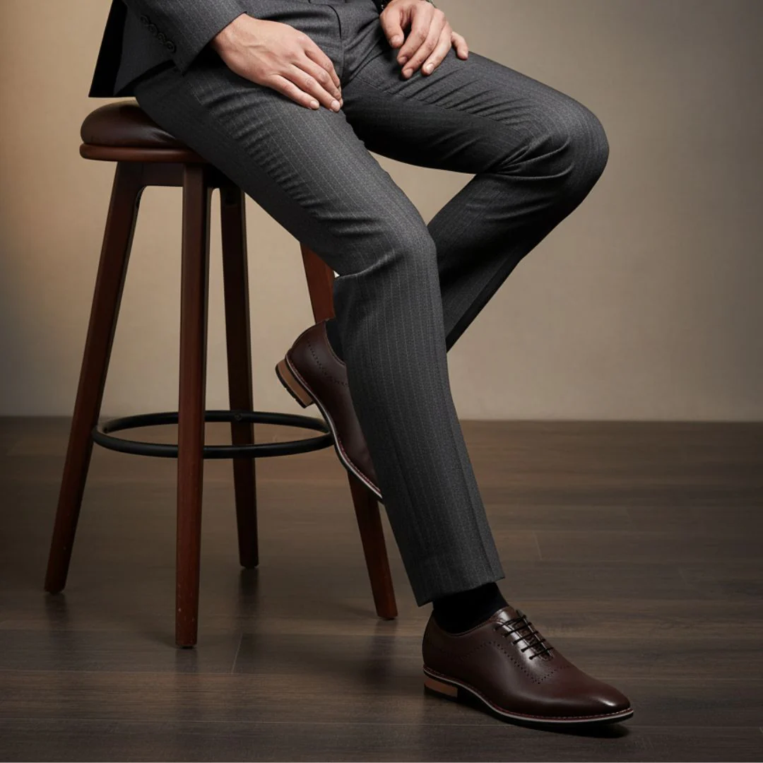 Shelby Wholecut Oxford Shoes – Brown Plain Genuine Leather Men’s Shoes - Image 3