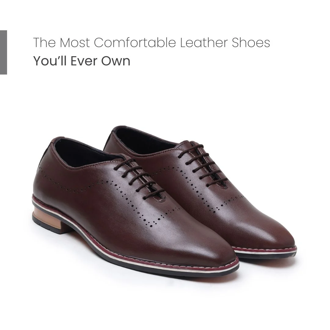 Shelby Wholecut Oxford Shoes – Brown Plain Genuine Leather Men’s Shoes - Image 5