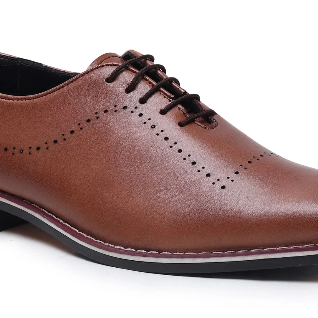 Shelby Wholecut Oxford Shoes – Tan Plain Genuine Leather Men’s Shoes - Image 10