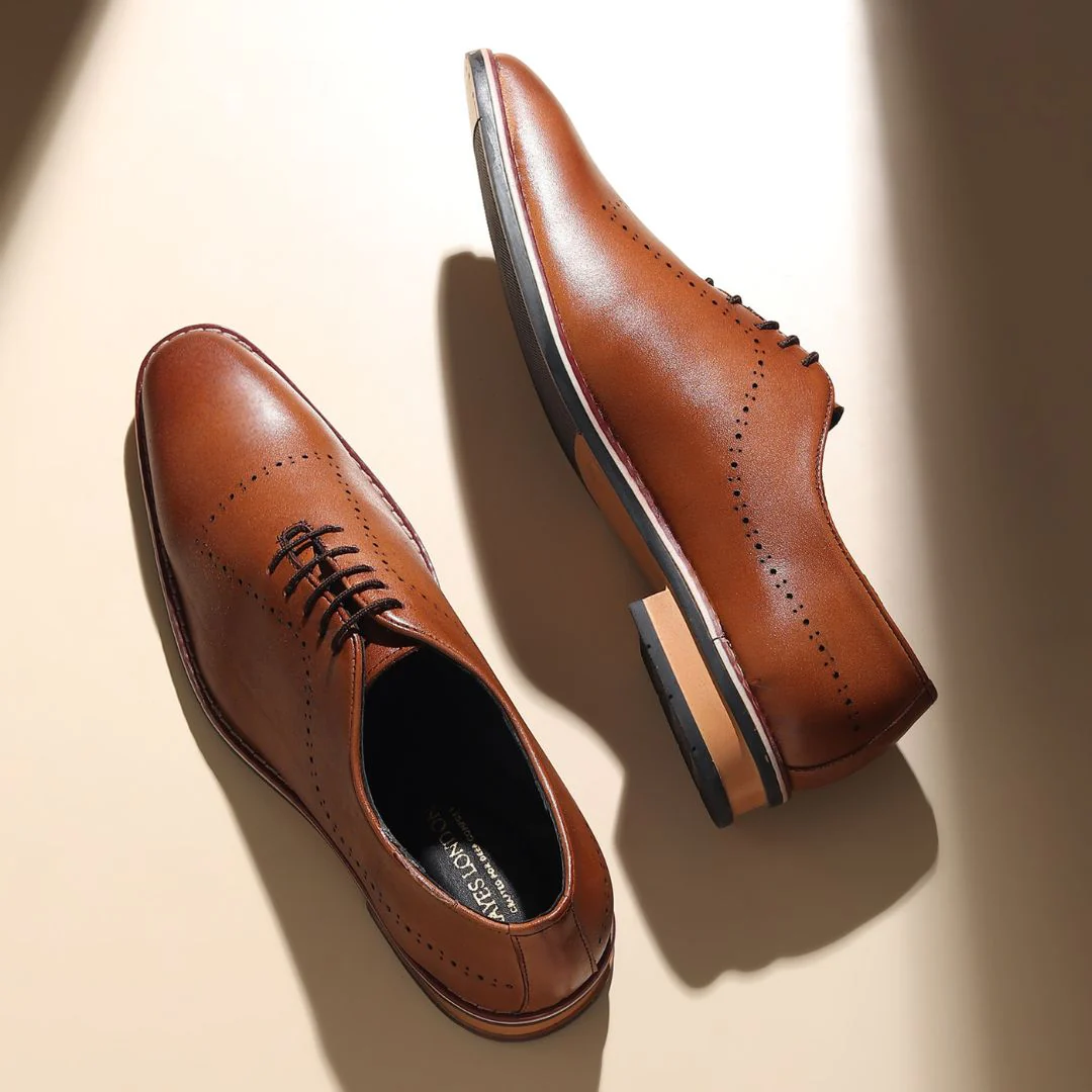 Shelby Wholecut Oxford Shoes – Tan Plain Genuine Leather Men’s Shoes - Image 13