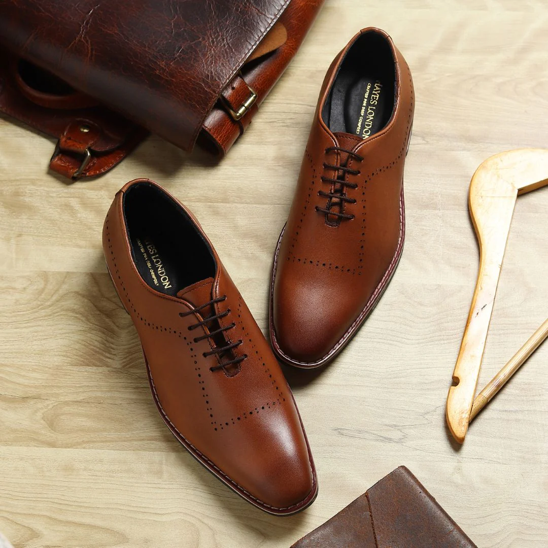Shelby Wholecut Oxford Shoes – Tan Plain Genuine Leather Men’s Shoes - Image 15