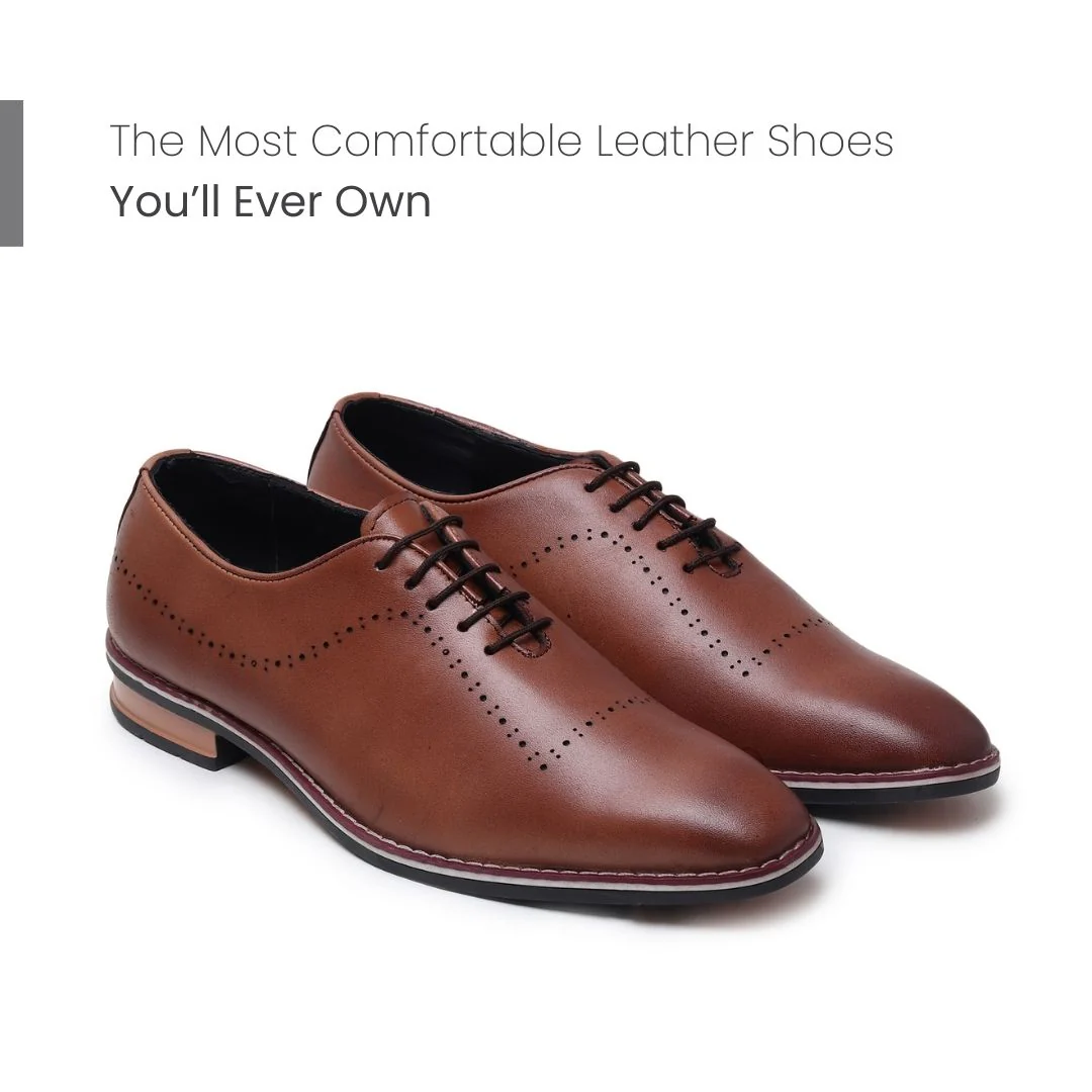 Shelby Wholecut Oxford Shoes – Tan Plain Genuine Leather Men’s Shoes - Image 5