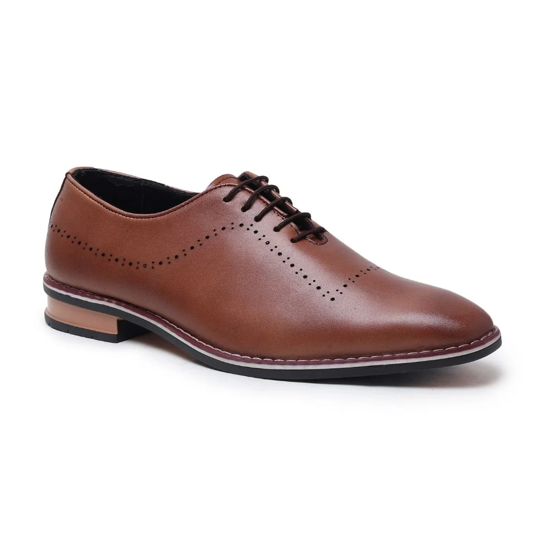 Shelby Wholecut Oxford Shoes – Tan Plain Genuine Leather Men’s Shoes - Image 7