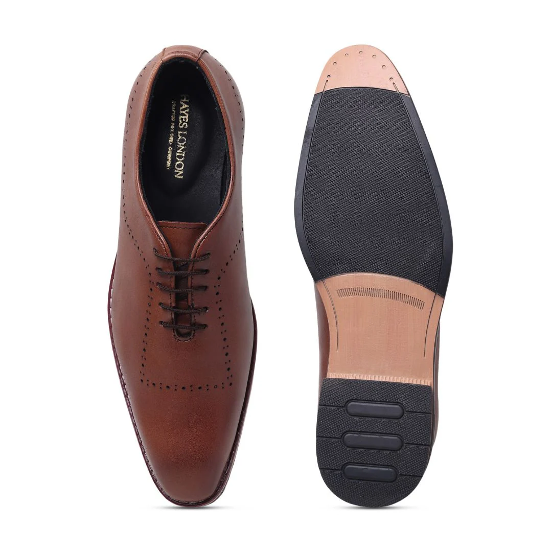 Shelby Wholecut Oxford Shoes – Tan Plain Genuine Leather Men’s Shoes - Image 8