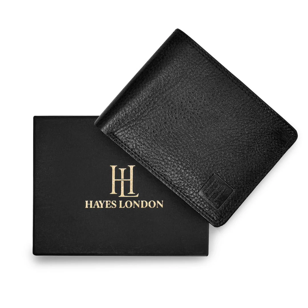 Signature Black Genuine Leather Textured Wallet for Men - RFID Blocking, Slim Bifold Wallet with 8 Compartments - Image 12