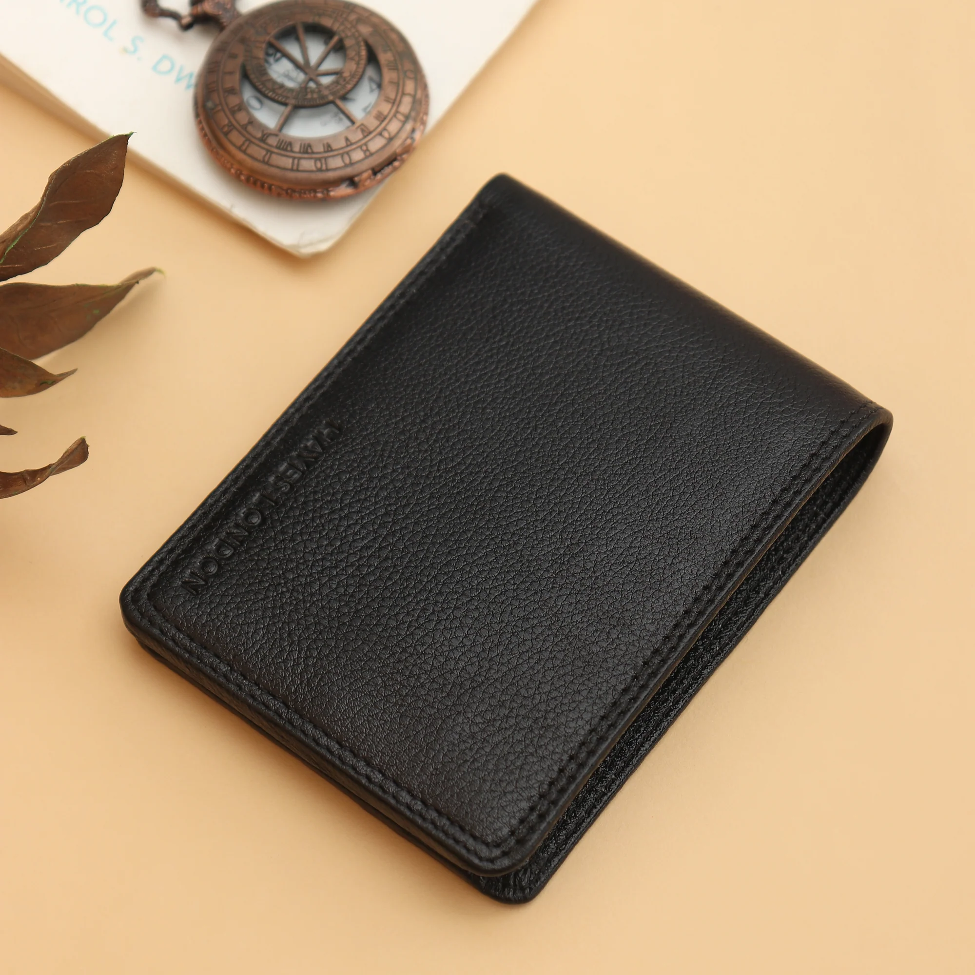 Signature Black Genuine Leather Textured Wallet for Men - RFID Blocking, Slim Bifold Wallet with 8 Compartments - Image 3