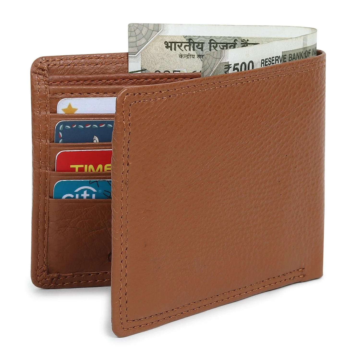 Signature Tan Genuine Leather Textured Wallet for Men - RFID Blocking, Slim Bifold Wallet with 8 Compartments - Image 11