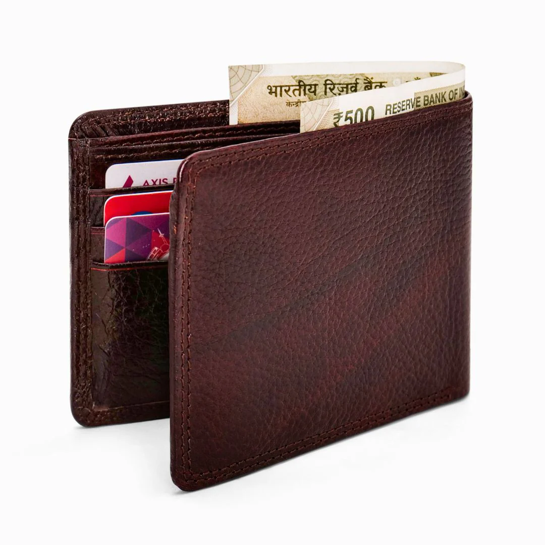 Signature Brown Genuine Leather Textured Wallet for Men - RFID Blocking, Slim Bifold Wallet with 8 Compartments - Image 11