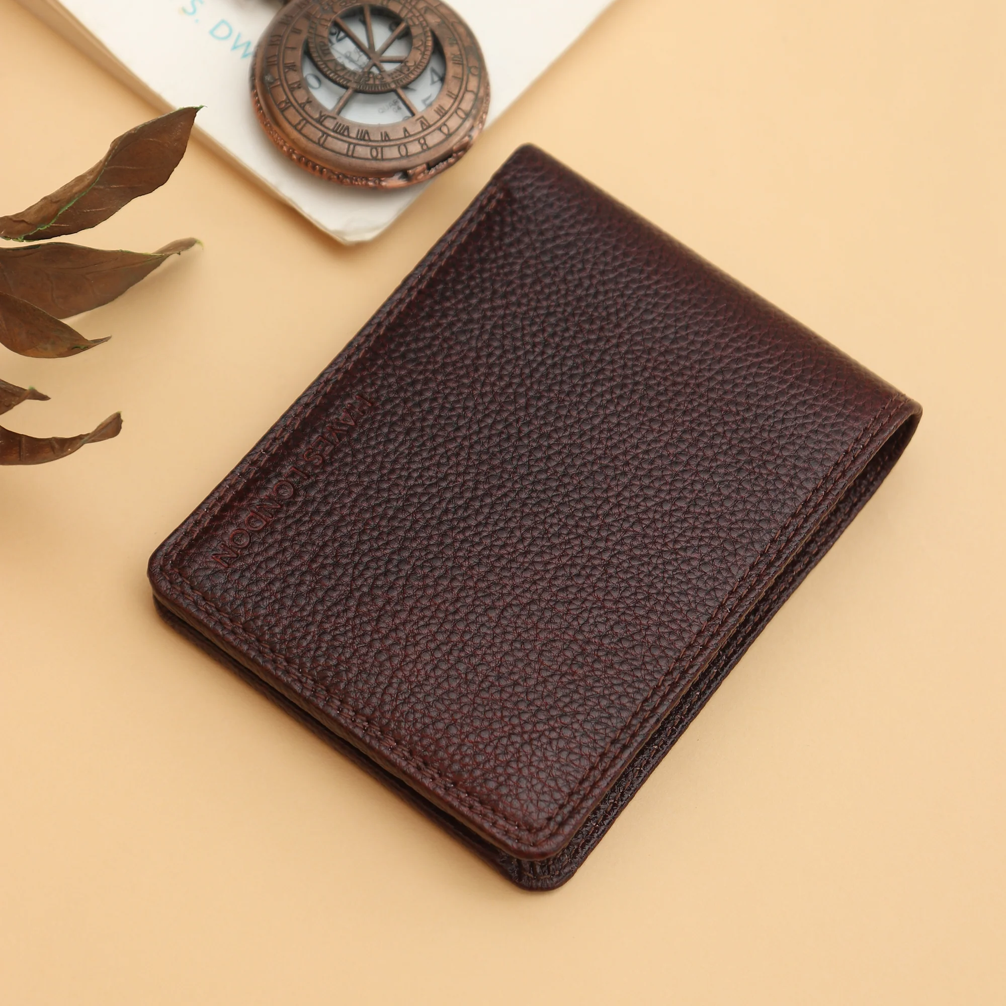 Signature Brown Genuine Leather Textured Wallet for Men - RFID Blocking, Slim Bifold Wallet with 8 Compartments - Image 3