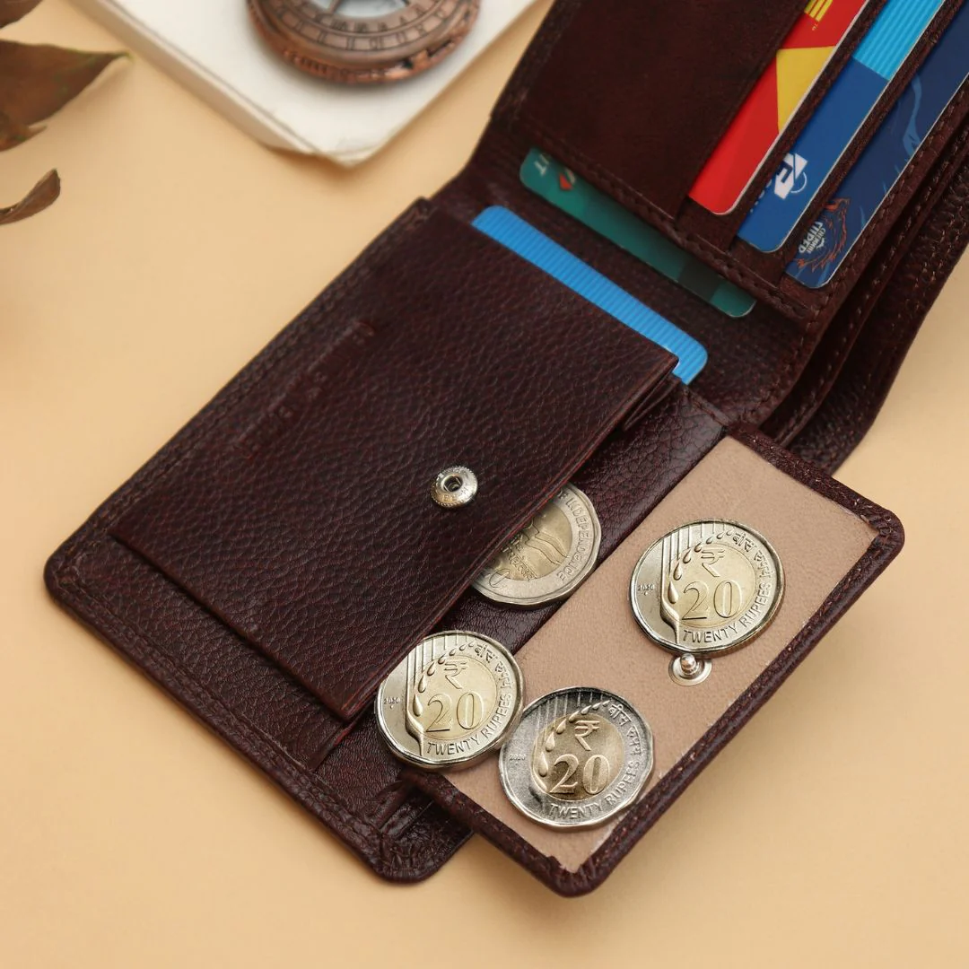 Signature Brown Genuine Leather Textured Wallet for Men - RFID Blocking, Slim Bifold Wallet with 8 Compartments - Image 8