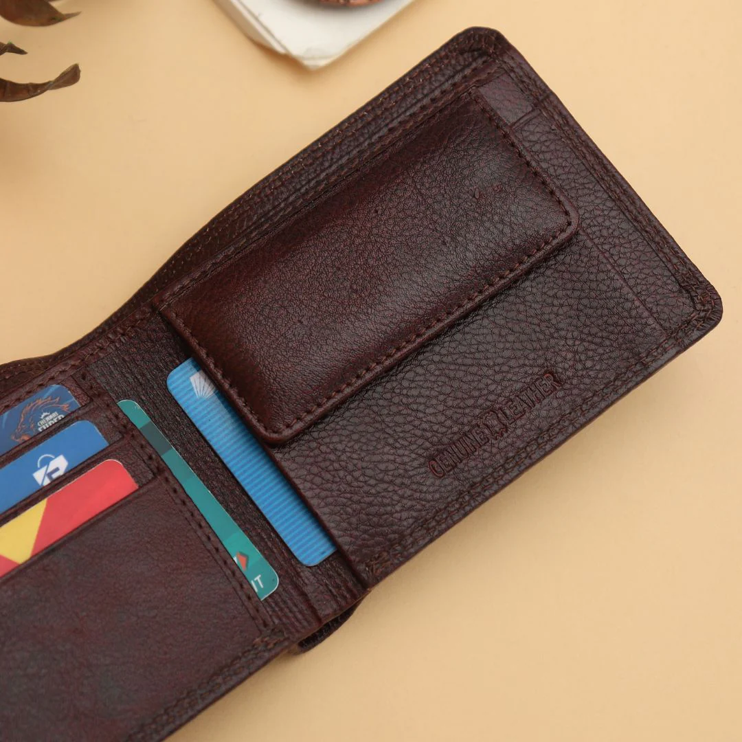 Signature Brown Genuine Leather Textured Wallet for Men - RFID Blocking, Slim Bifold Wallet with 8 Compartments - Image 9