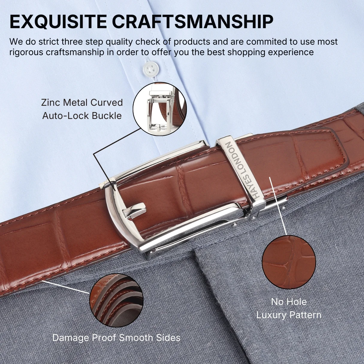 Sparta Silver Auto-Lock No-Hole Genuine Leather Belt for Men – Micro-Adjustable Smart Ratchet Belt for Formal & Business Wear (Textured Brown) - Image 10