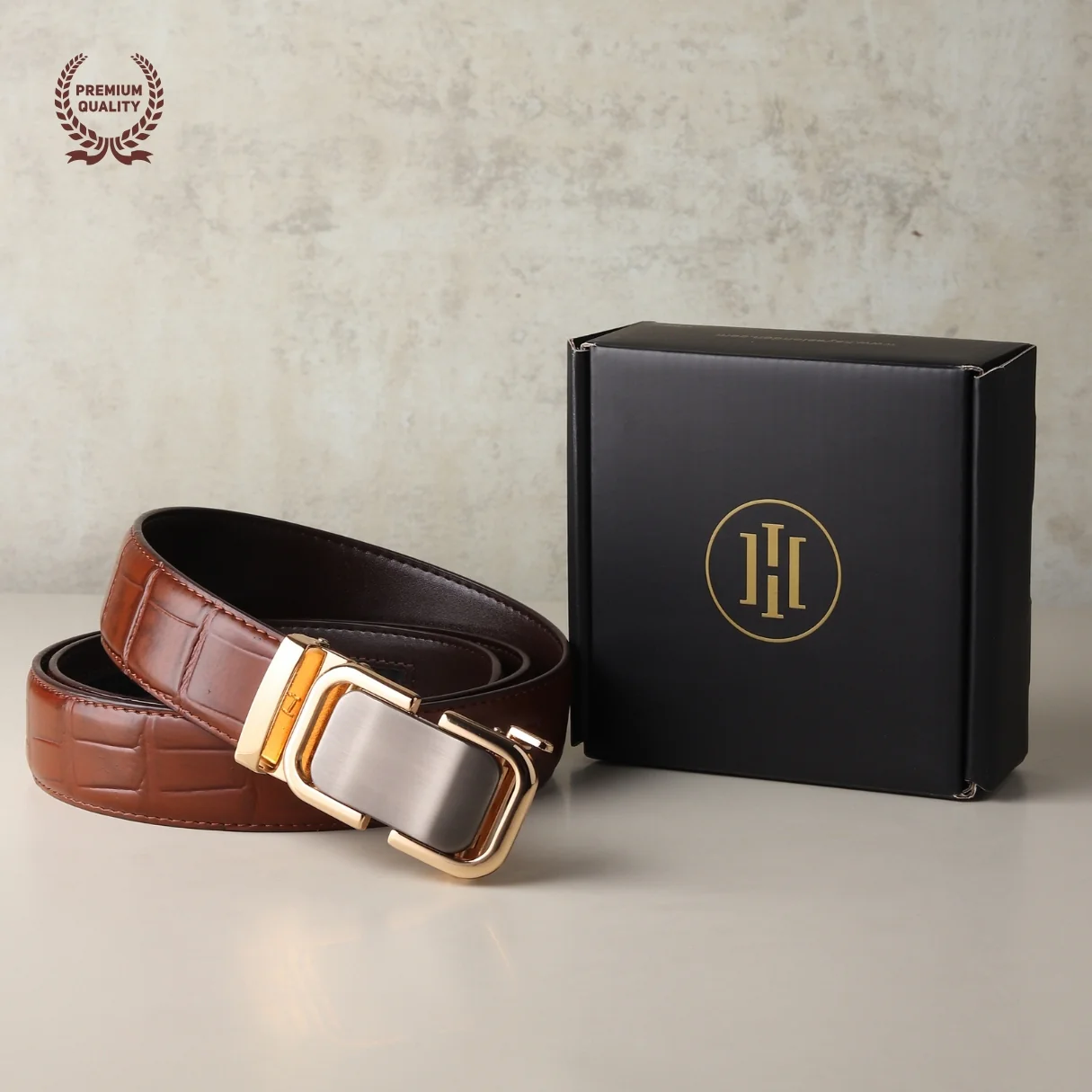 Sparta Auto-Lock No-Hole Genuine Leather Belt for Men – Micro-Adjustable Smart Ratchet Belt for Formal & Business Wear (Textured Brown with Gold Buckle) - Image 23