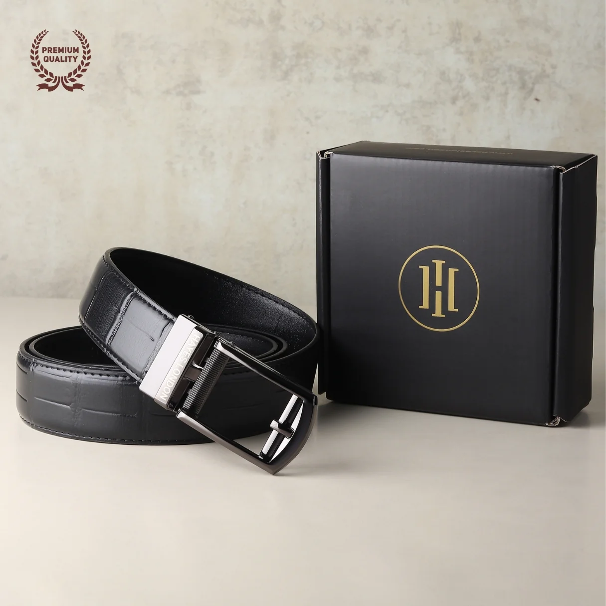 Sparta Grey Auto-Lock No-Hole Genuine Leather Belt for Men – Micro-Adjustable Smart Ratchet Belt for Formal, Office & Evening Wear (Textured Black) - Image 11