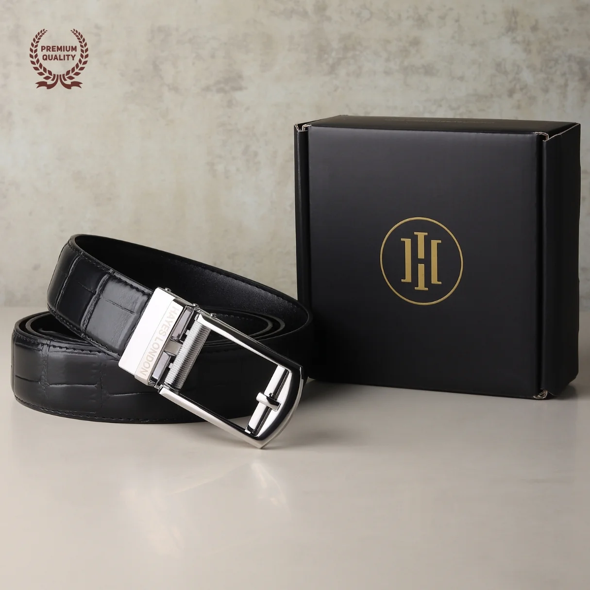 Sparta Silver Auto-Lock No-Hole Genuine Leather Belt for Men – Micro-Adjustable Smart Ratchet Belt for Formal & Business Wear (Textured Black) - Image 10
