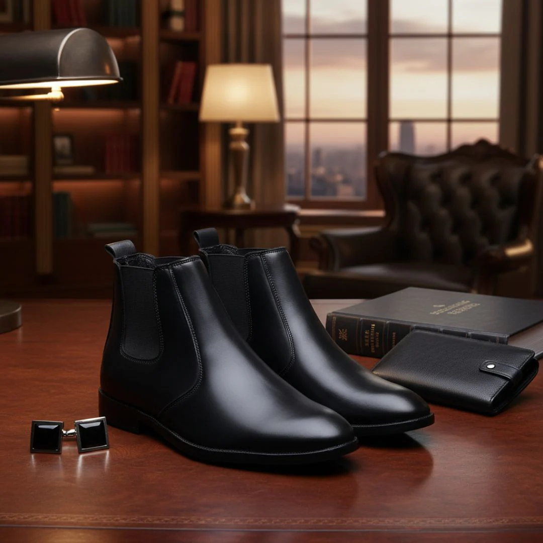 Strider Chelsea Boots – Black Plain Genuine Leather Men’s Shoes - Image 12