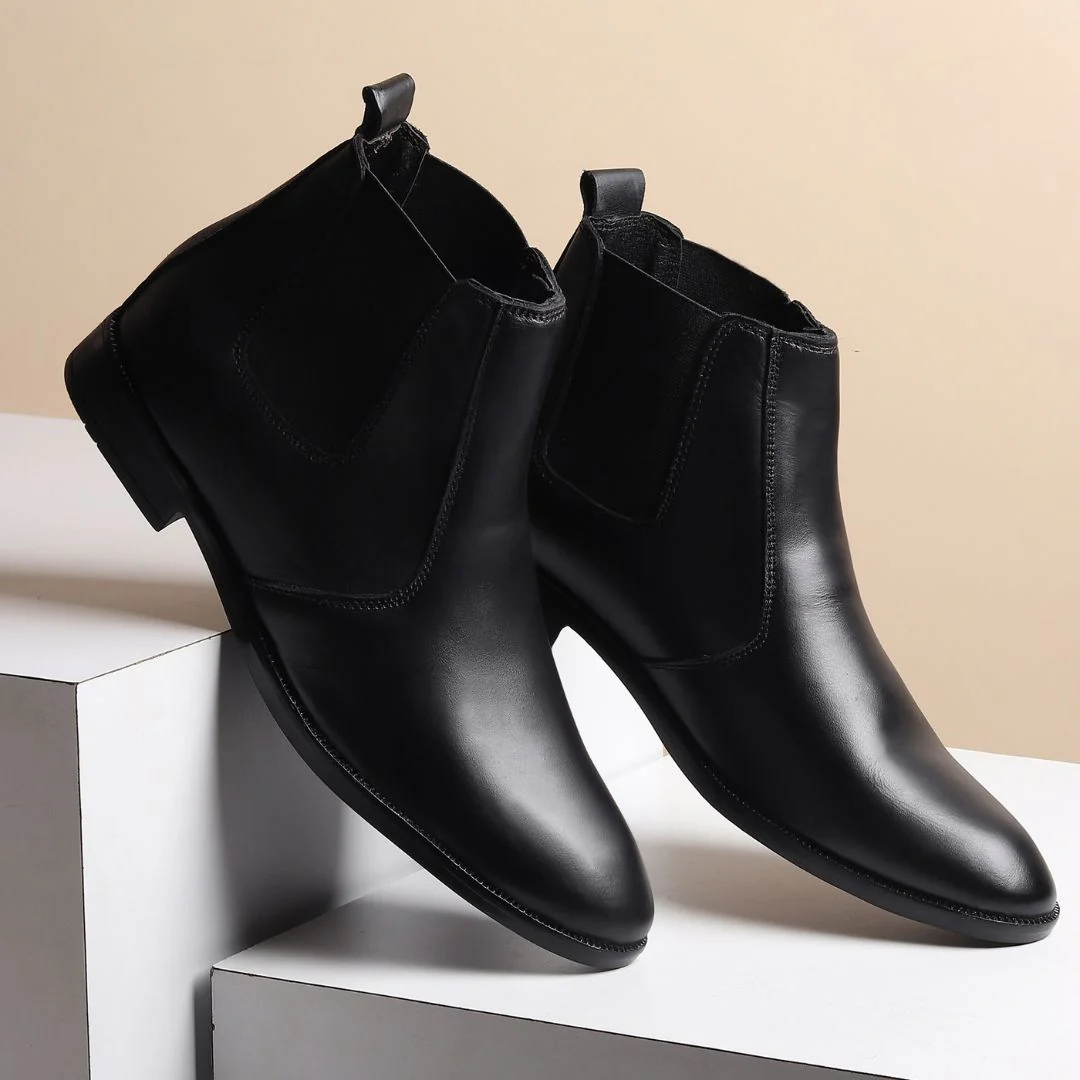 Strider Chelsea Boots – Black Plain Genuine Leather Men’s Shoes - Image 15