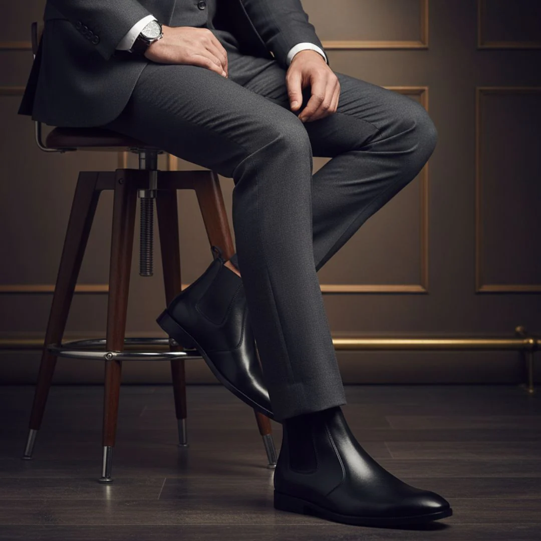 Strider Chelsea Boots – Black Plain Genuine Leather Men’s Shoes - Image 3