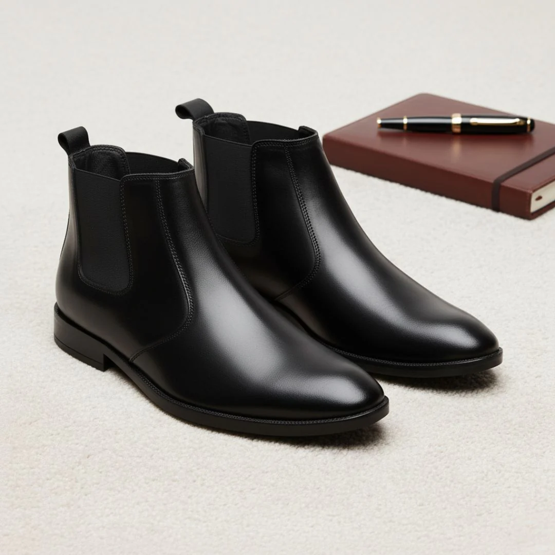 Strider Chelsea Boots – Black Plain Genuine Leather Men’s Shoes - Image 4