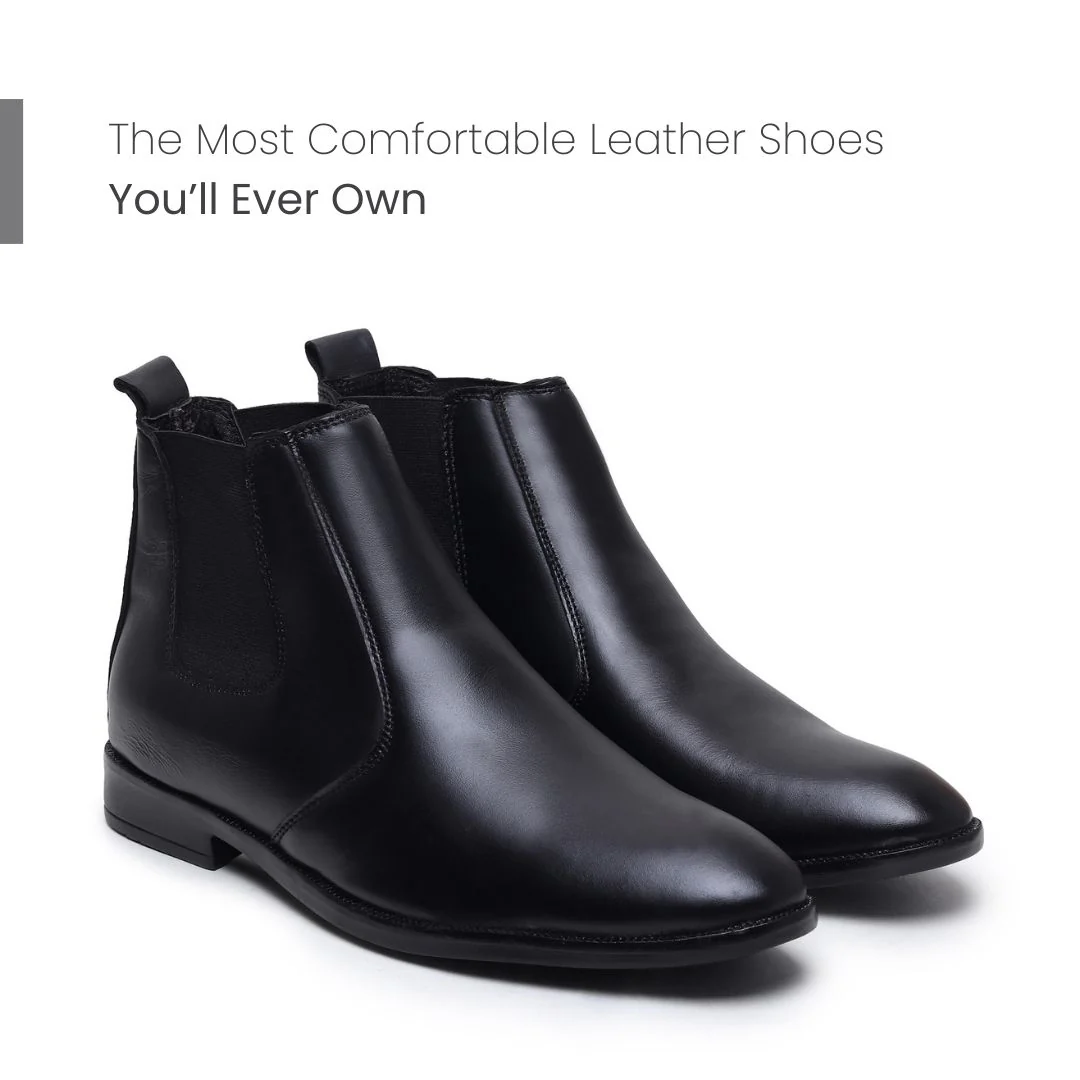 Strider Chelsea Boots – Black Plain Genuine Leather Men’s Shoes - Image 5