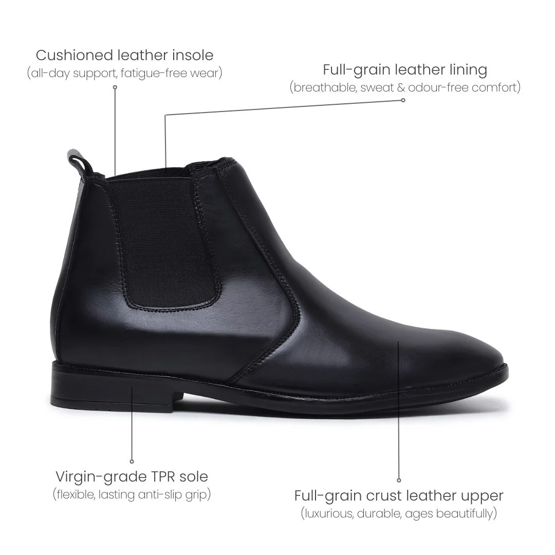 Strider Chelsea Boots – Black Plain Genuine Leather Men’s Shoes - Image 6