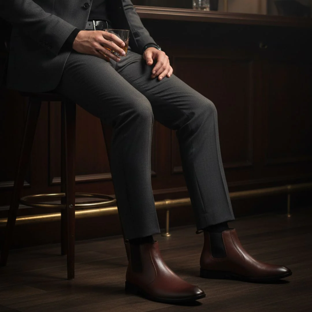 Strider Chelsea Boots – Brown Plain Genuine Leather Men’s Shoes - Image 3