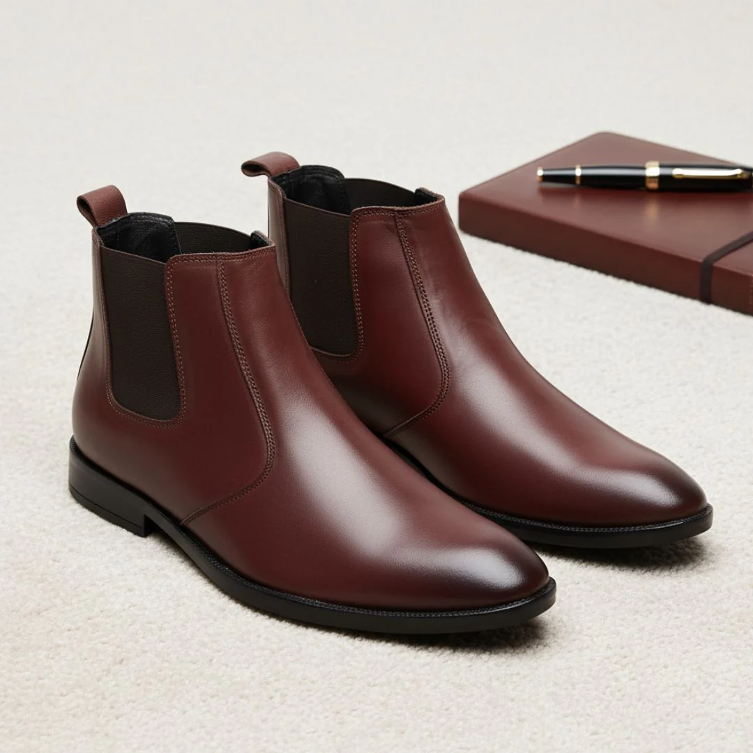 Strider Chelsea Boots – Brown Plain Genuine Leather Men’s Shoes - Image 4