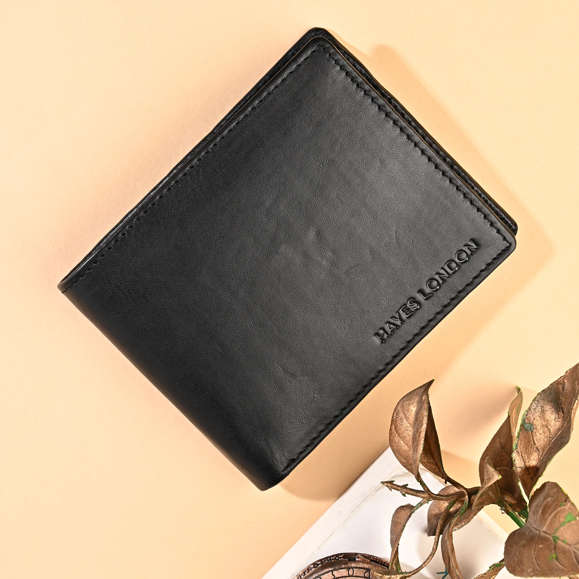 Stud Black Genuine Leather Wallet for Men - RFID Blocking, Slim Bifold Wallet with 8 Compartments - Image 3
