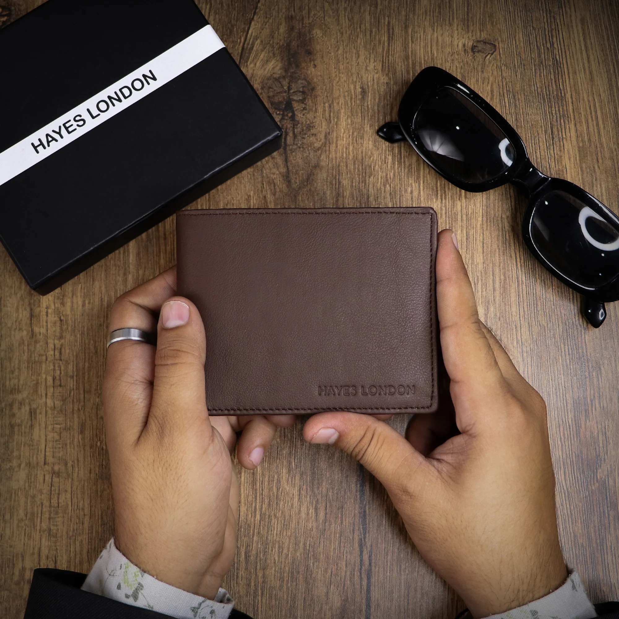 Stud Brown Genuine Leather Wallet for Men - RFID Blocking, Slim Bifold Wallet with 8 Compartments - Image 5