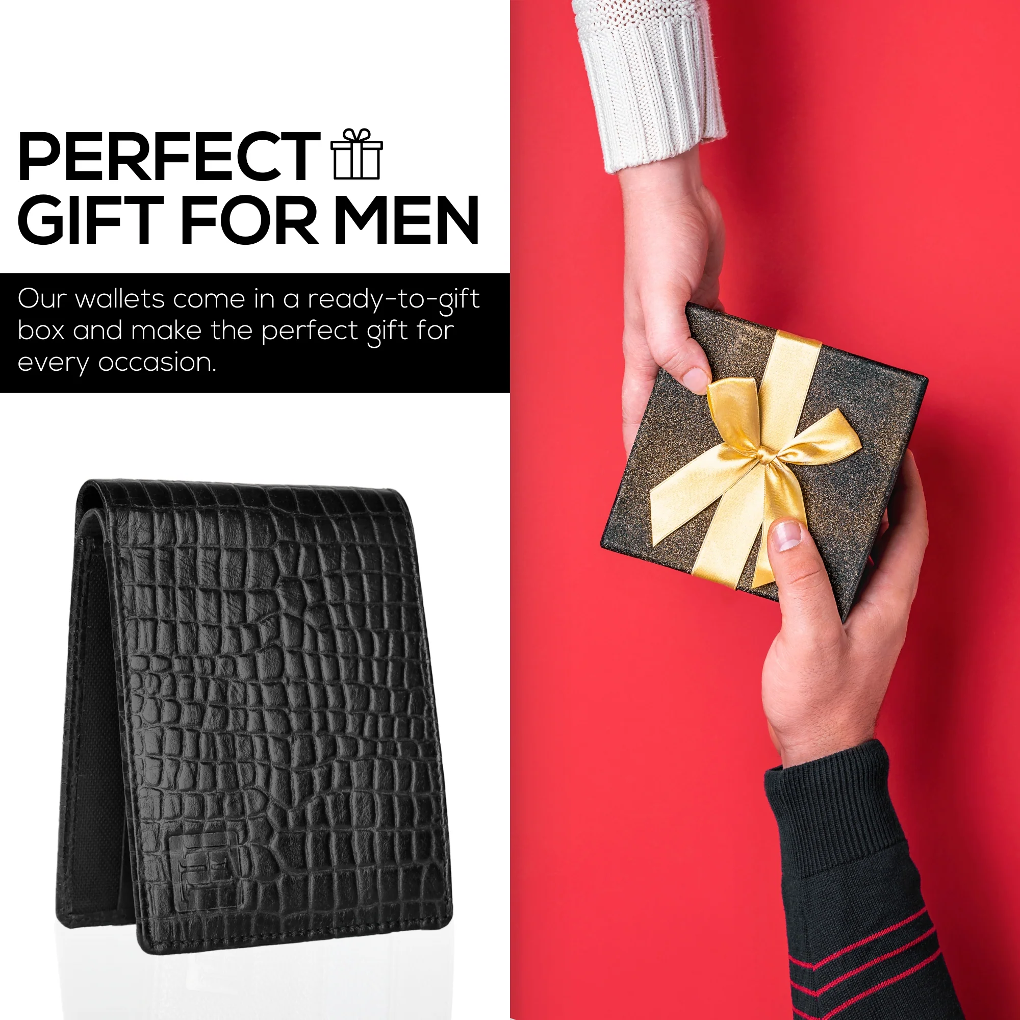 The Gator Black Genuine Leather Wallet for Men – RFID Blocking, Original Bifold Wallet with 8 Compartments - Image 10