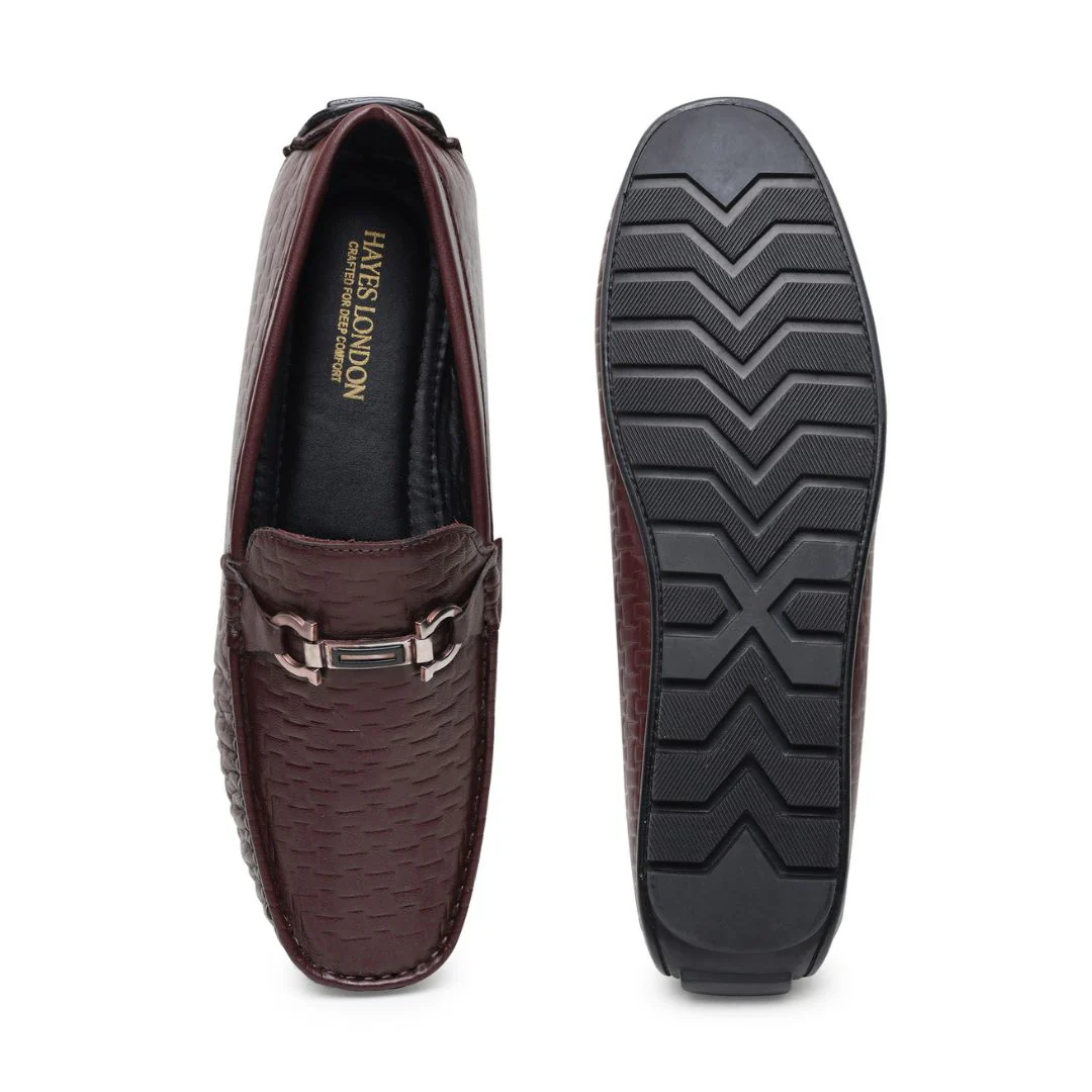 Torque Driving Loafers – Brown Woven Embossed Genuine Leather Men’s Shoes - Image 8