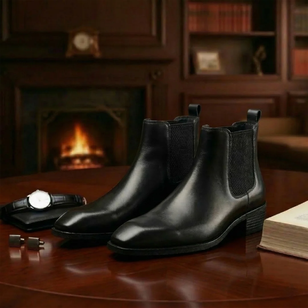 Triabbiani Cuban Chelsea Boots – Black Genuine Leather Men’s Boots - Image 17