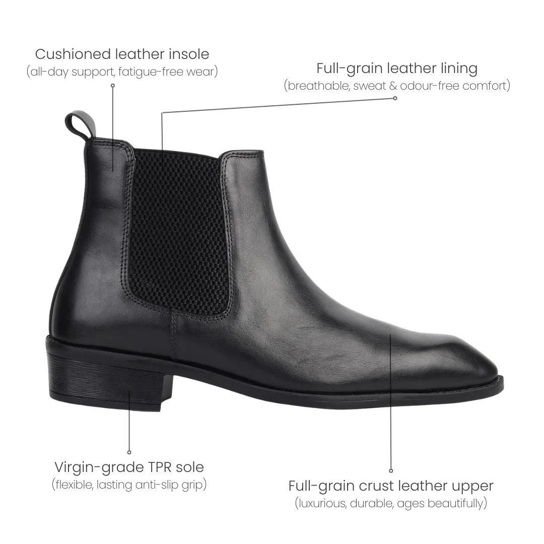Triabbiani Cuban Chelsea Boots – Black Genuine Leather Men’s Boots - Image 6