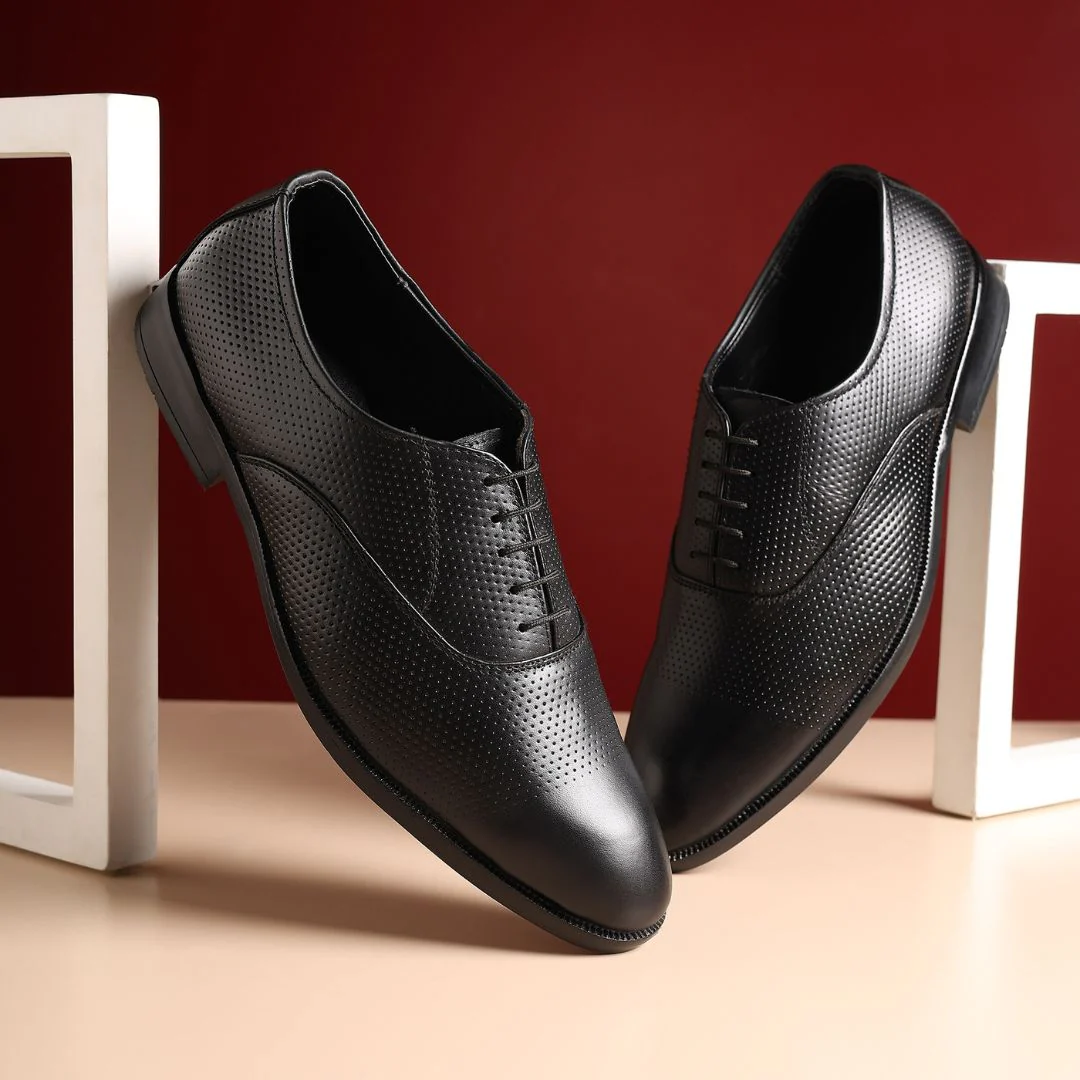 Troy Oxford Shoes – Black Perforated Genuine Leather Men’s Office Shoes - Image 10