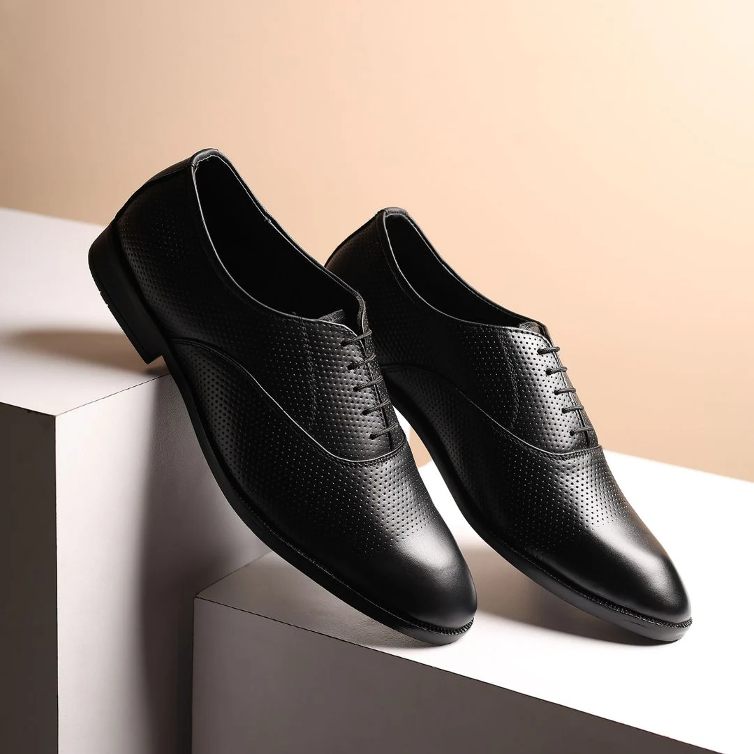 Troy Oxford Shoes – Black Perforated Genuine Leather Men’s Office Shoes - Image 11