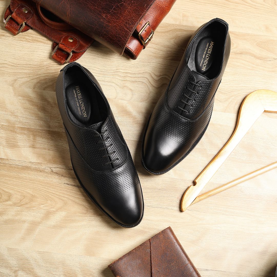 Troy Oxford Shoes – Black Perforated Genuine Leather Men’s Office Shoes - Image 12