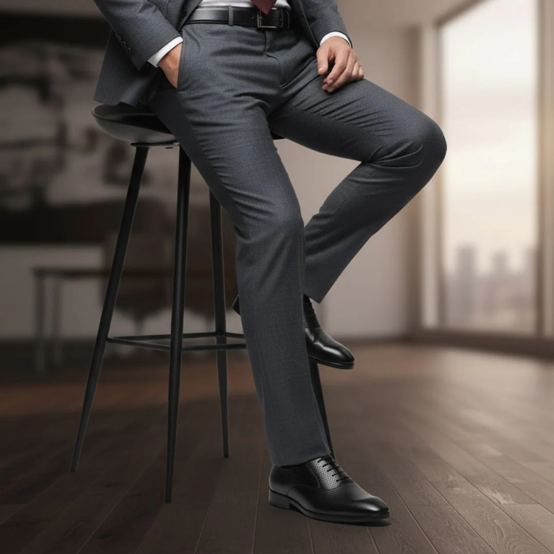 Troy Oxford Shoes – Black Perforated Genuine Leather Men’s Office Shoes - Image 3