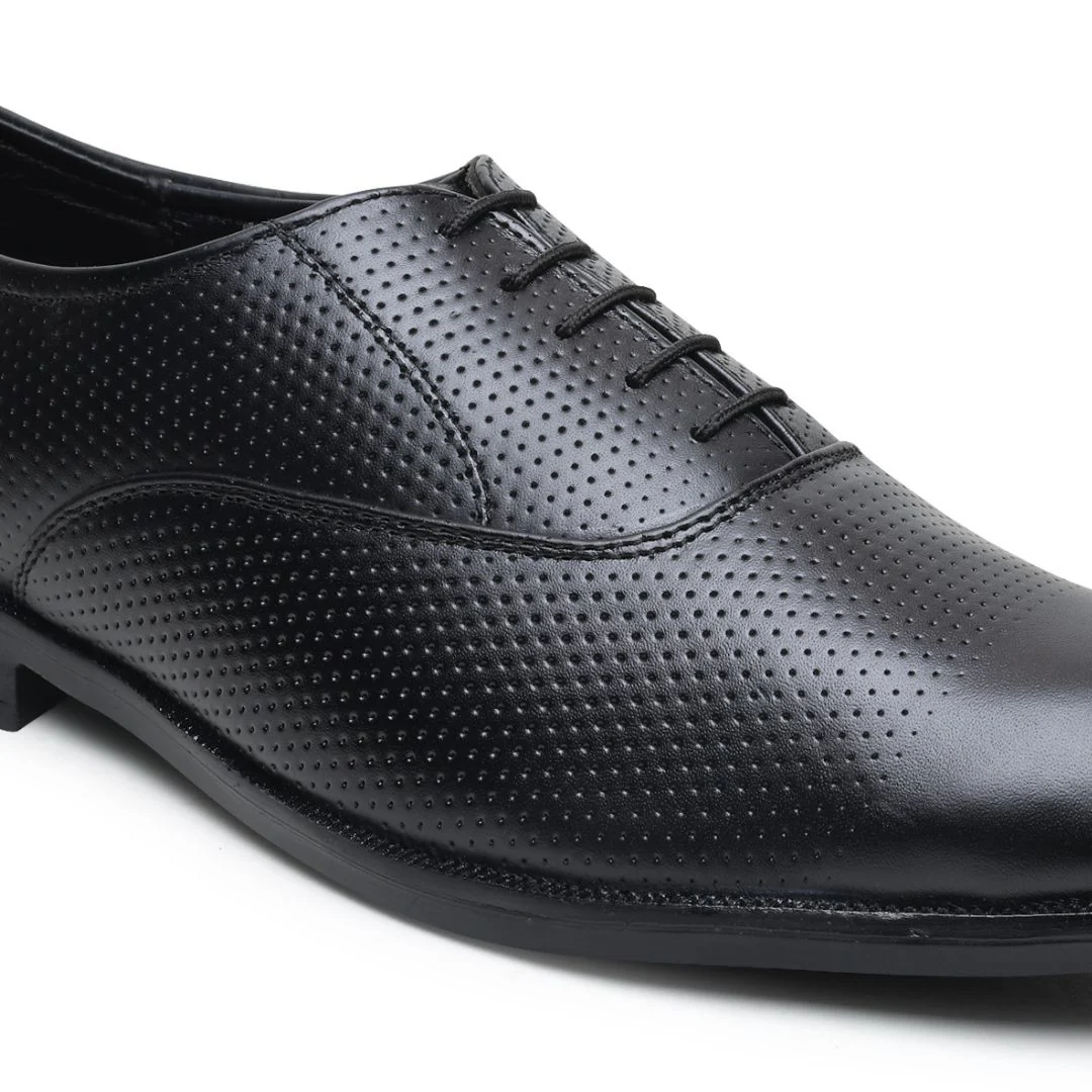 Troy Oxford Shoes – Black Perforated Genuine Leather Men’s Office Shoes - Image 8