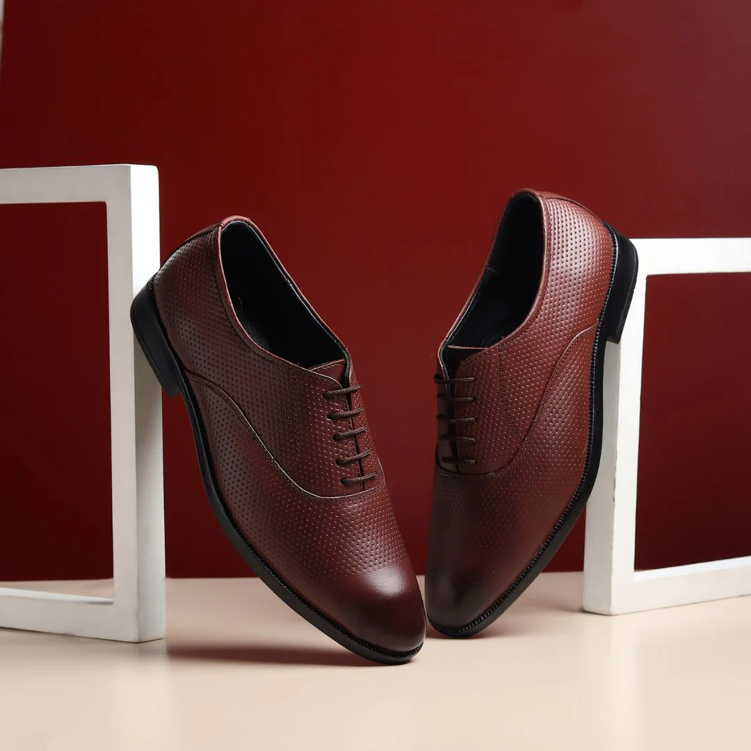 Troy Oxford Shoes – Brown Perforated Genuine Leather Men’s Office Shoes - Image 11