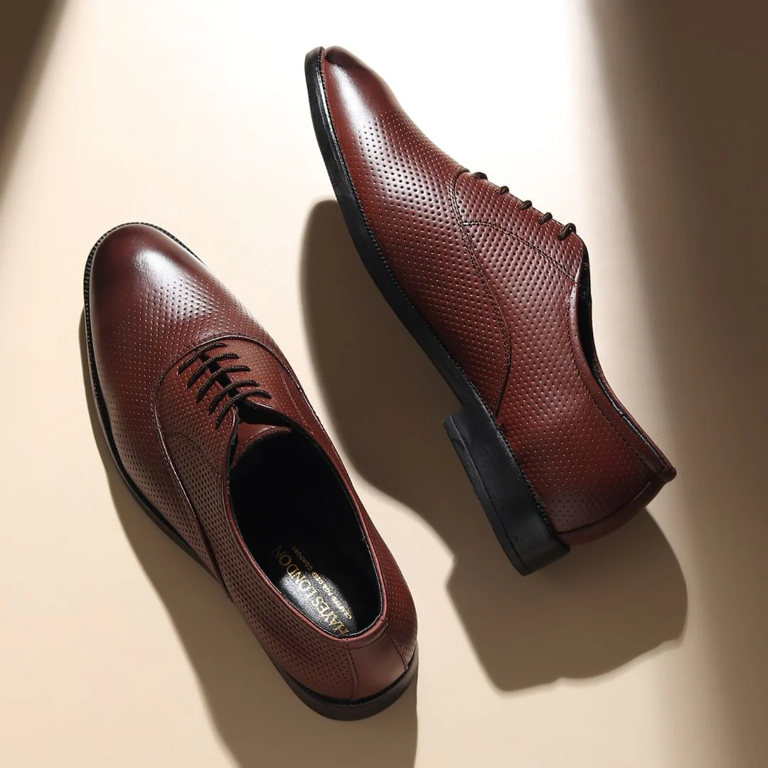 Troy Oxford Shoes – Brown Perforated Genuine Leather Men’s Office Shoes - Image 12